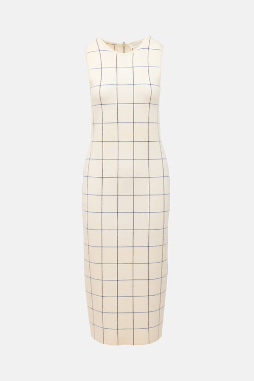 Victoria Beckham Wool Jersey Grid Dress