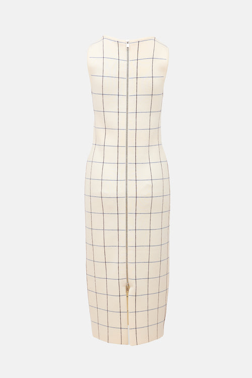 Victoria Beckham Wool Jersey Grid Dress