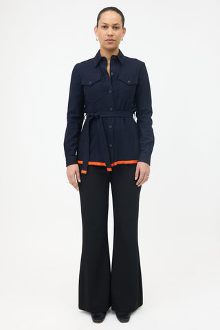 Victoria Beckham Wool Knit Belted Shirt
