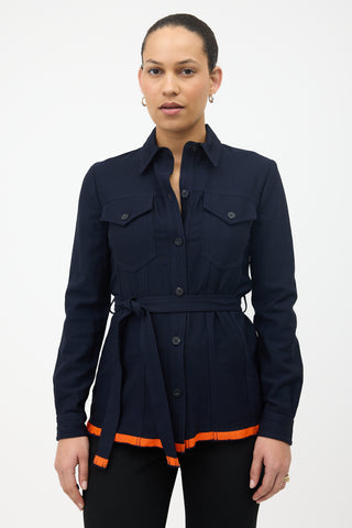 Victoria Beckham Wool Knit Belted Shirt