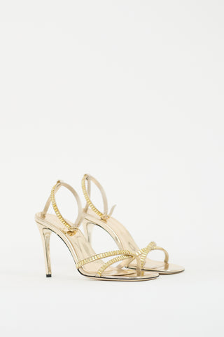 Victoria Beckham Gold Embellished Strappy Heel