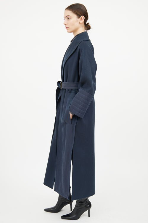 Victor Alfaro Navy Wool Trench Coat