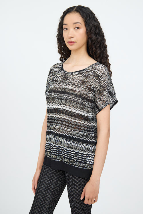 Missoni B&W Sparkle Pattern Knit Top