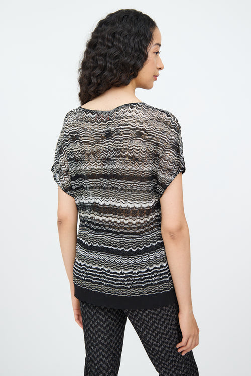 Missoni B&W Sparkle Pattern Knit Top