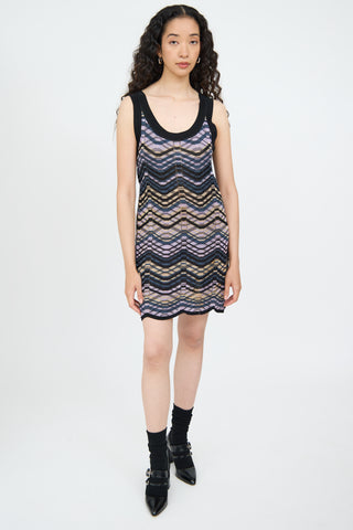 M Missoni Purple Multi Colour Sleeveless Dress