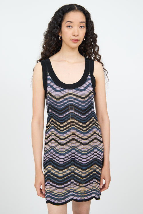 M Missoni Purple Multi Colour Sleeveless Dress