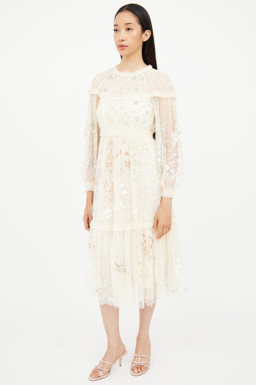 Needle & Thread Cream & Multi Colour Sequin Dress