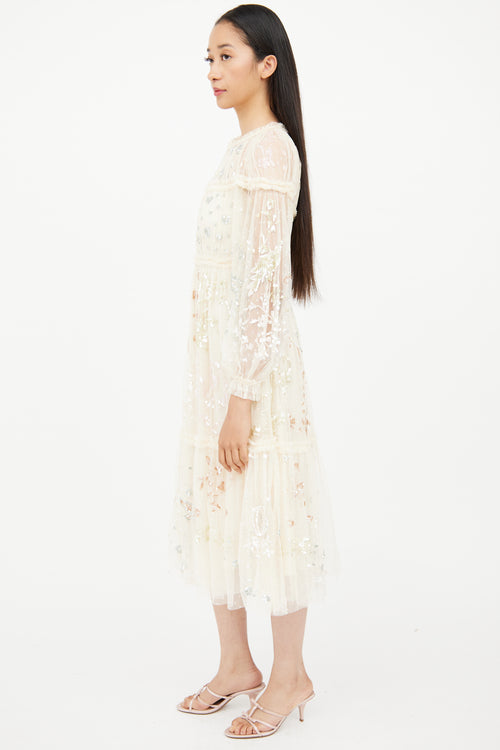 Needle & Thread Cream & Multi Colour Sequin Dress