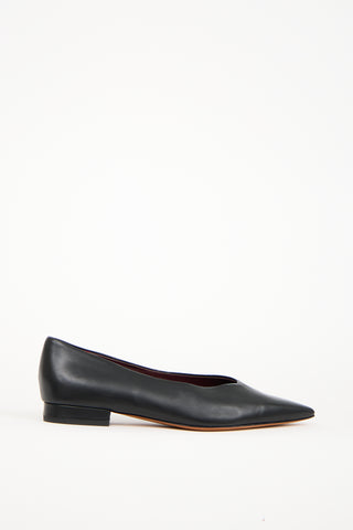 Vince Black Leather Pointed Toe Isabel Flat