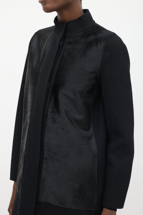 Vince Black Wool Textured Coat