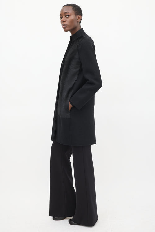 Vince Black Wool Textured Coat