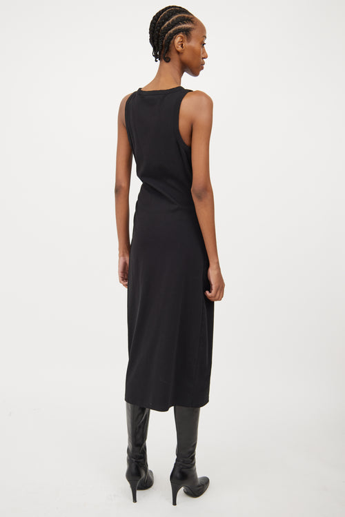 Vince Black Cotton Ruched Dress