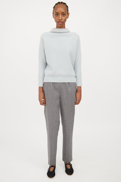 Vince Blue Cashmere Mock Neck Sweater