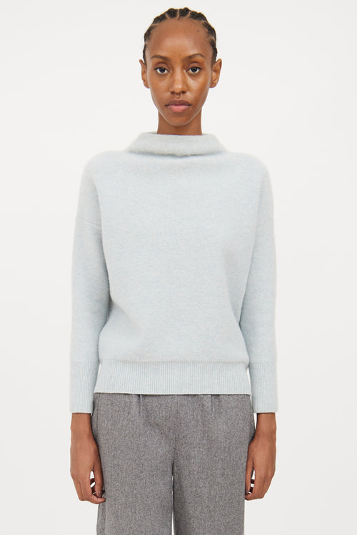 Vince Blue Cashmere Mock Neck Sweater