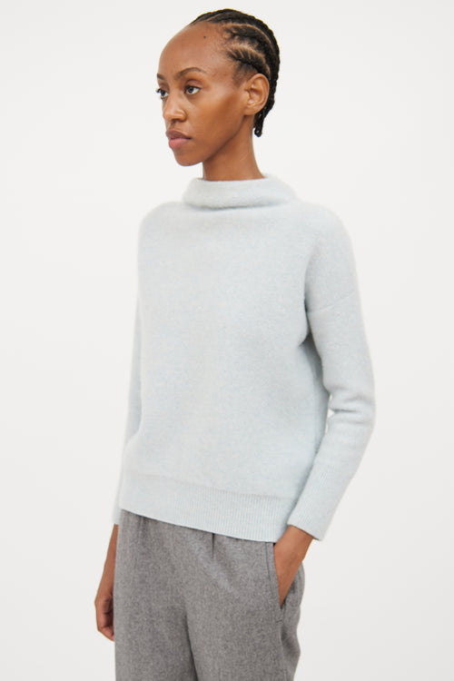 Vince Blue Cashmere Mock Neck Sweater