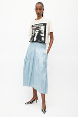 Vince Blue Satin Smocked Skirt
