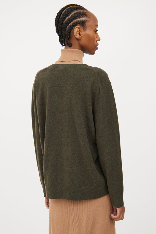 Vince Brown & Green Cashmere V Neck Sweater