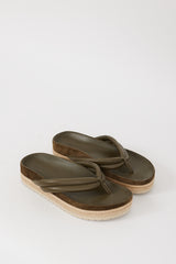 Vince Green & Beige Leather Espadrille Sandal