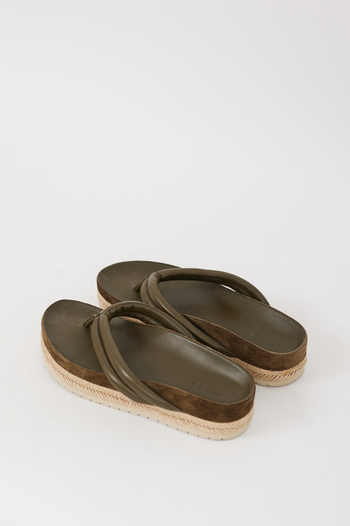 Vince Green & Beige Leather Espadrille Sandal