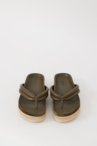 Vince Green & Beige Leather Espadrille Sandal