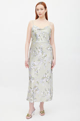 Vince Green & Purple Floral Satin Dress