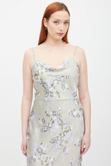 Vince Green & Purple Floral Satin Dress