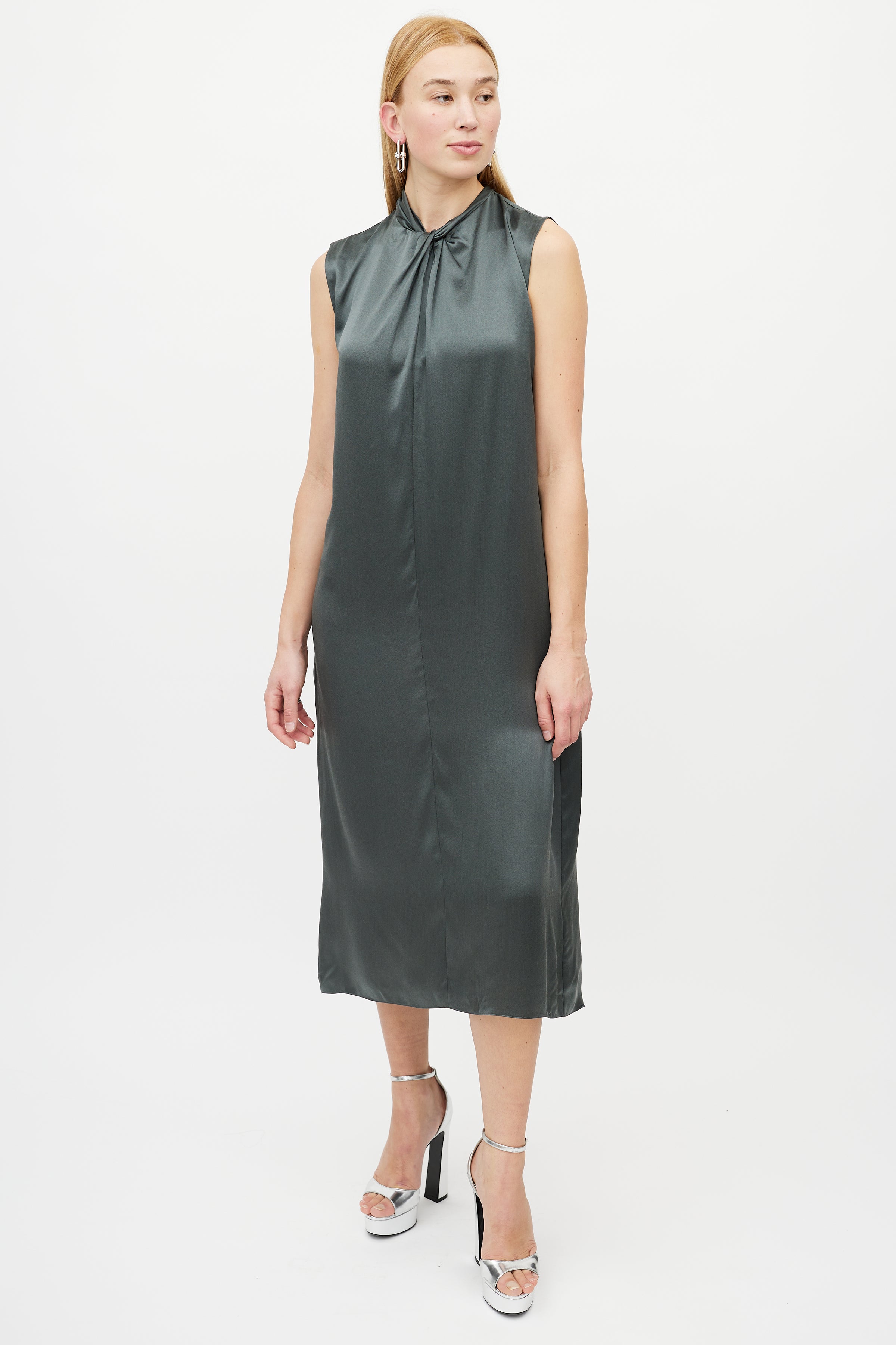 Vince // Green Silk Knotted Dress VSP Consignment Vince // Green Silk Knotted Dress VSP Consignment