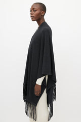 Vince Grey & Black Leather Fringe Shawl