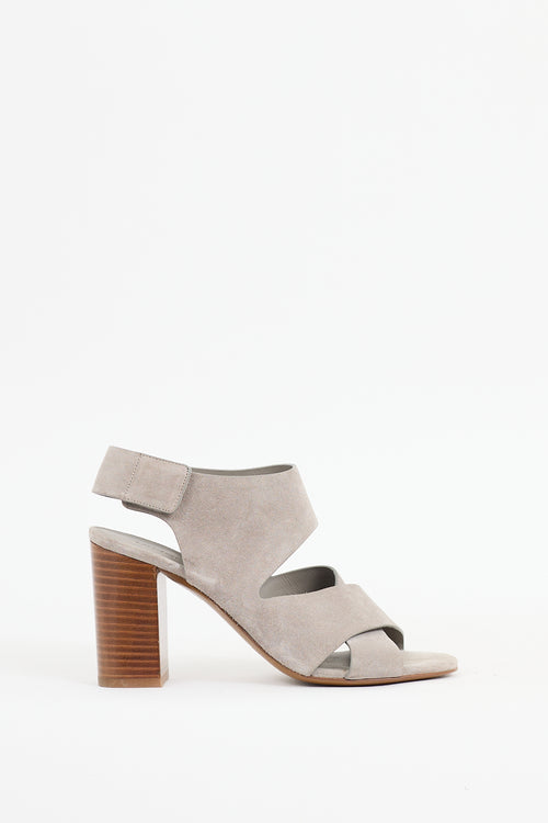 Vince Grey Suede Farrah Cut Out Sandals