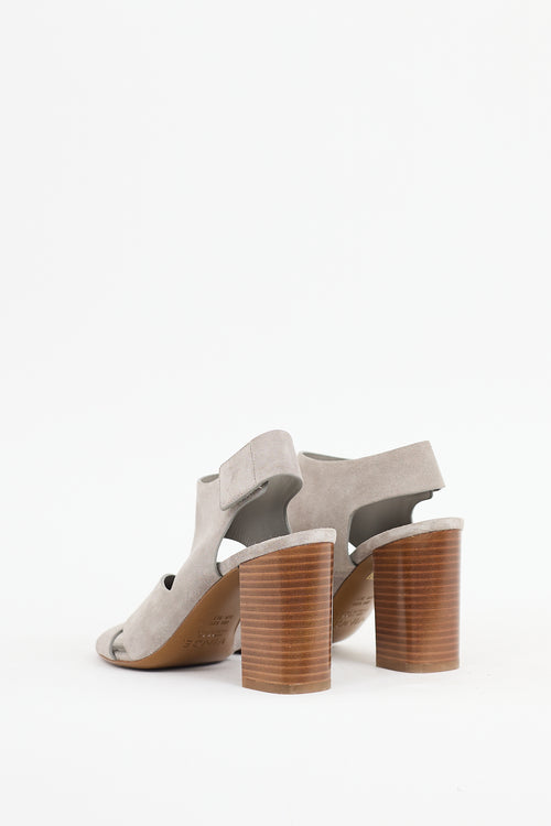 Vince Grey Suede Farrah Cut Out Sandals