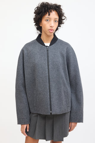 Vince Grey Wool & Nylon Bomber Jacket