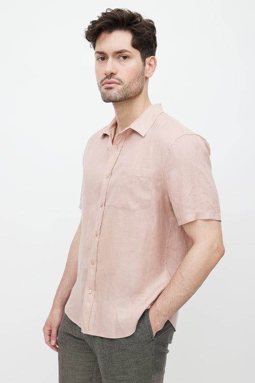 Vince Pink Linen Short Sleeve Shirt