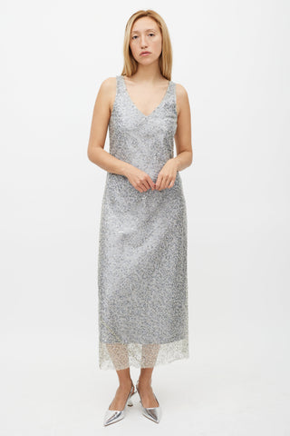Vince Silver Sequin Overlay Dress