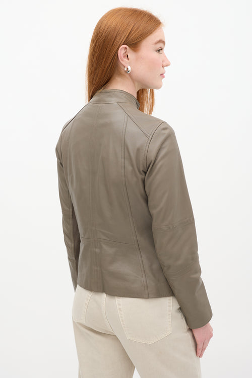 Vince Taupe Leather Four Pocket Jacket