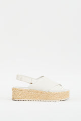 Vince White & Beige Leather Jesson Platform Espadrille