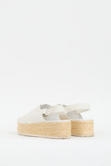 Vince White & Beige Leather Jesson Platform Espadrille