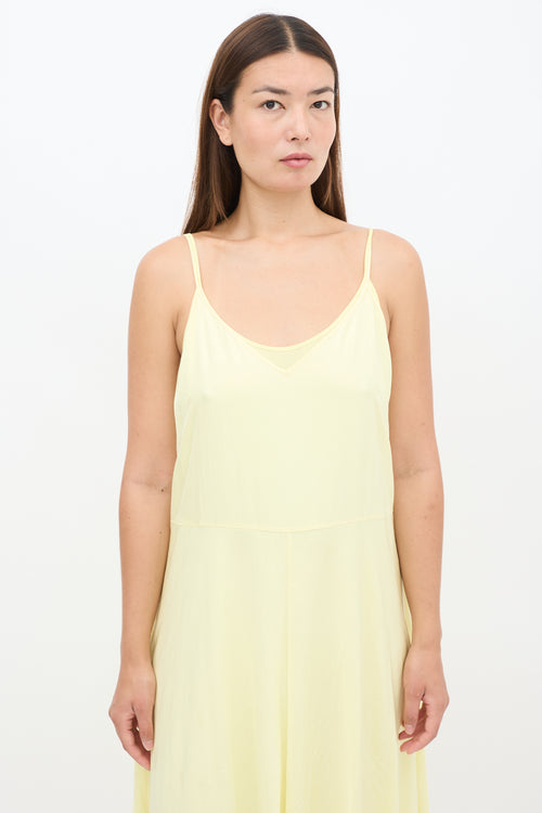 Vince Yellow Layered V-Neck Midi Dress