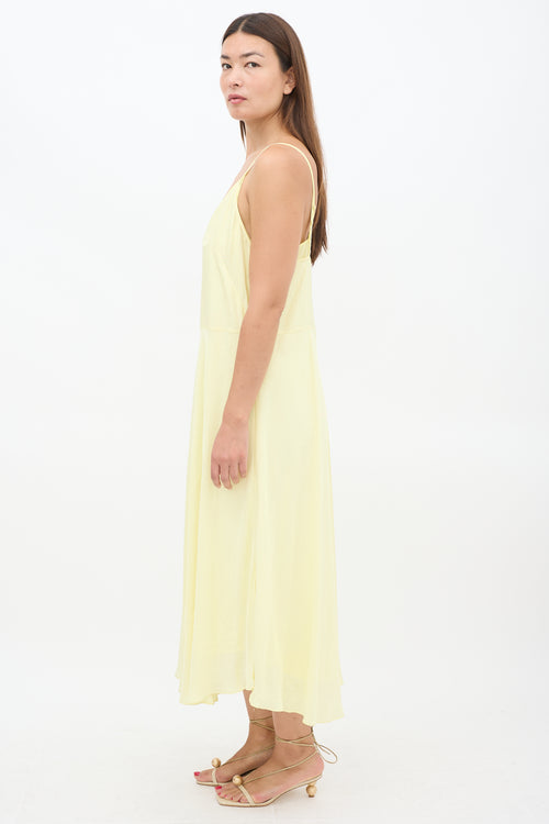 Vince Yellow Layered V-Neck Midi Dress