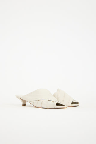 Vince White Leather Pleated Mule