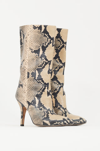 Paris Texas Brown & Black Embossed Leather Boot