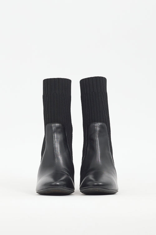 Vince Camuto Black Leather & Ribbed Knit Diandra Boot