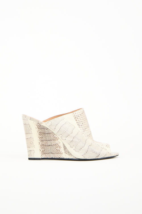 Vince Camuto Black & Cream Textured Leather Wedge Heel
