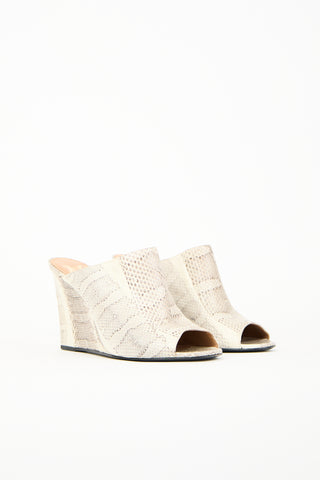 Vince Camuto Black & Cream Textured Leather Wedge Heel
