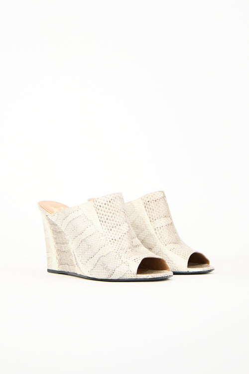 Vince Camuto Black & Cream Textured Leather Wedge Heel