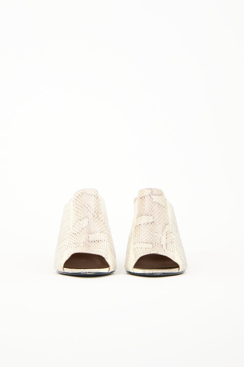 Vince Camuto Black & Cream Textured Leather Wedge Heel