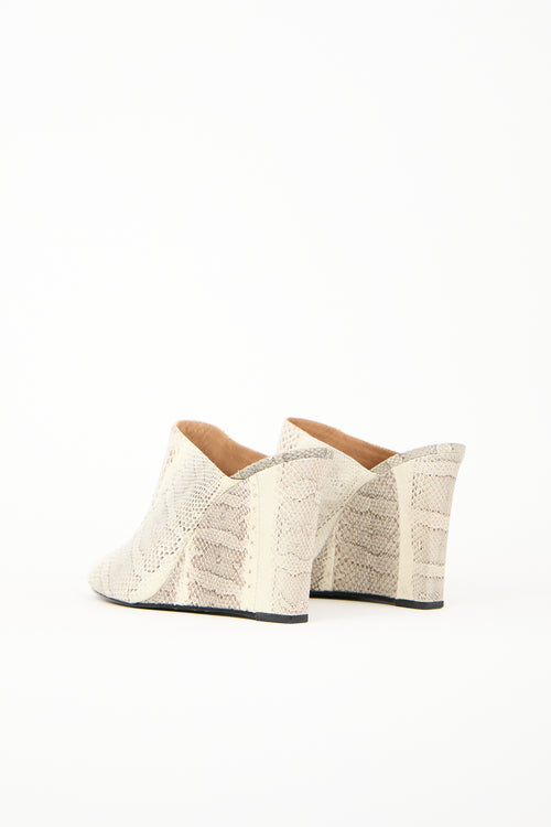 Vince Camuto Black & Cream Textured Leather Wedge Heel