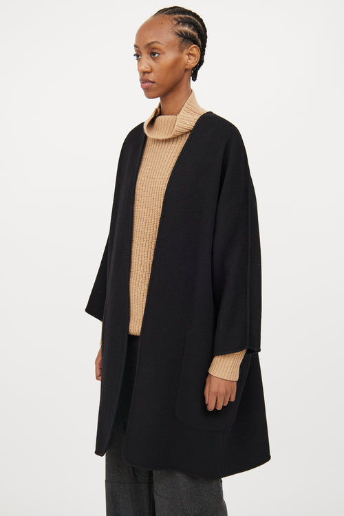 Vince Navy& Black Reversible Wool Open Coat