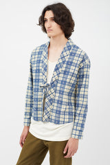 Visvim Cream & Blue Plaid Cardigan