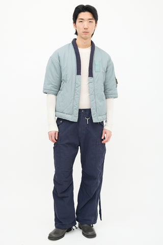 Visvim Green & Navy Short Sleeve Jacket