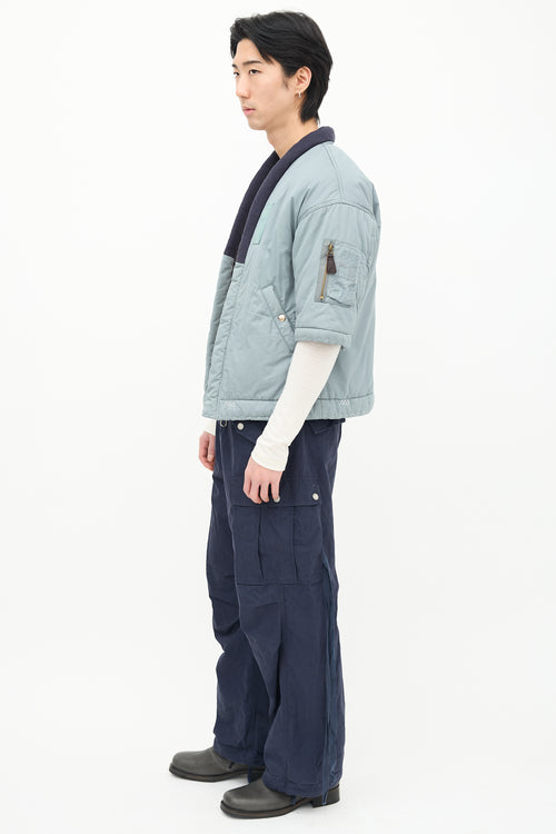 Visvim Green & Navy Short Sleeve Jacket